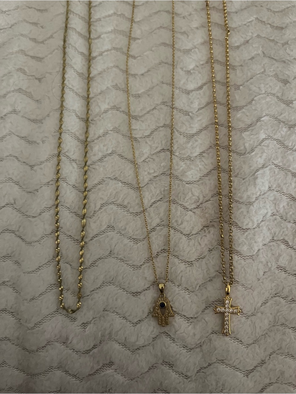 Evry Jewls Gold Hamsa and Cross Pendant Necklaces - Gold Tone